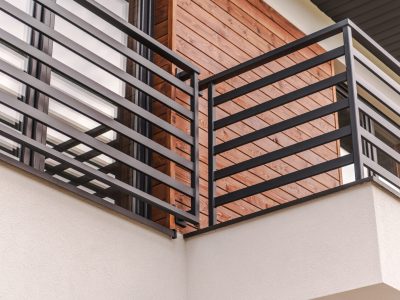 Modern Residential Balcony Closeup Photo. Architecture Theme.